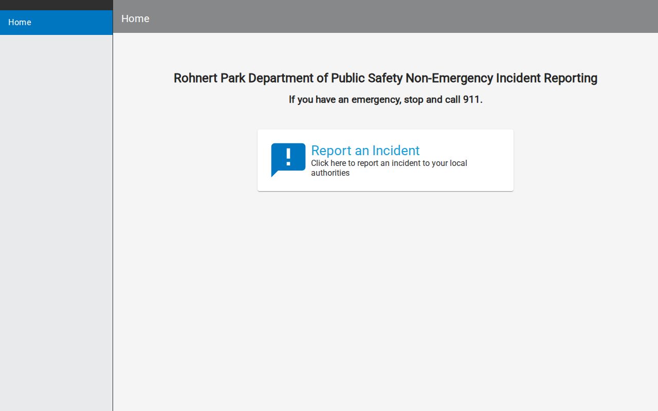 Rohnert Park criminal history Police-to-Citizen incident reporting portal