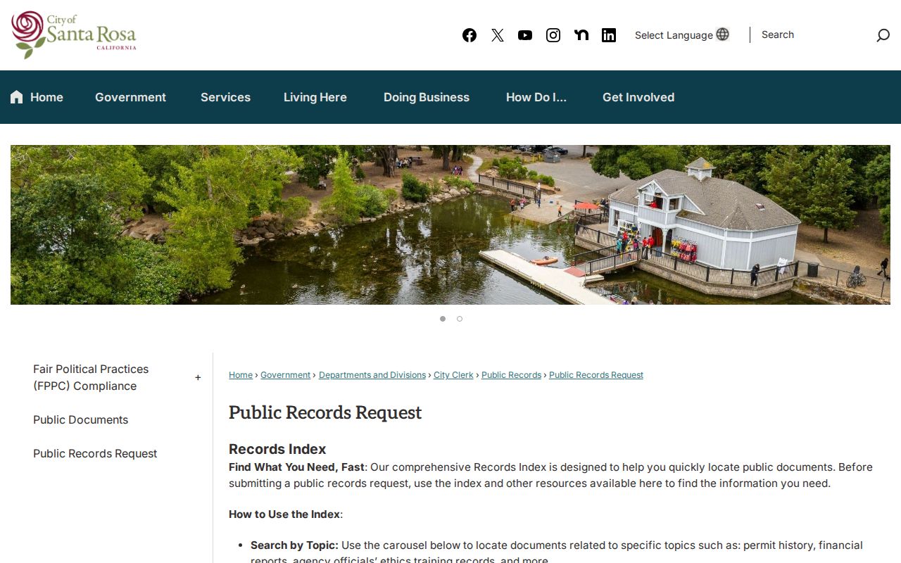 Santa Rosa criminal history public records request system
