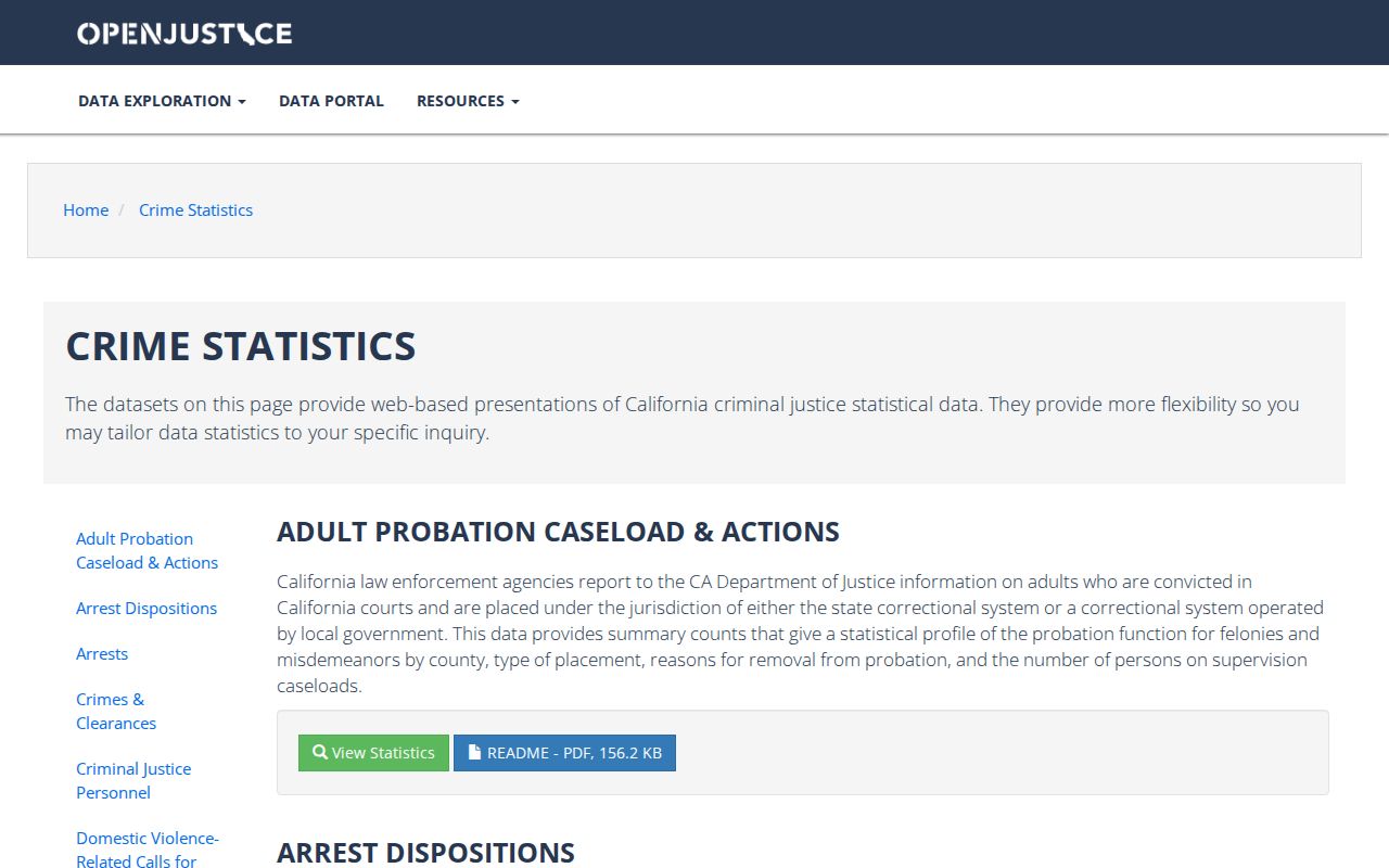 Sonoma County arrest history California DOJ OpenJustice statistics