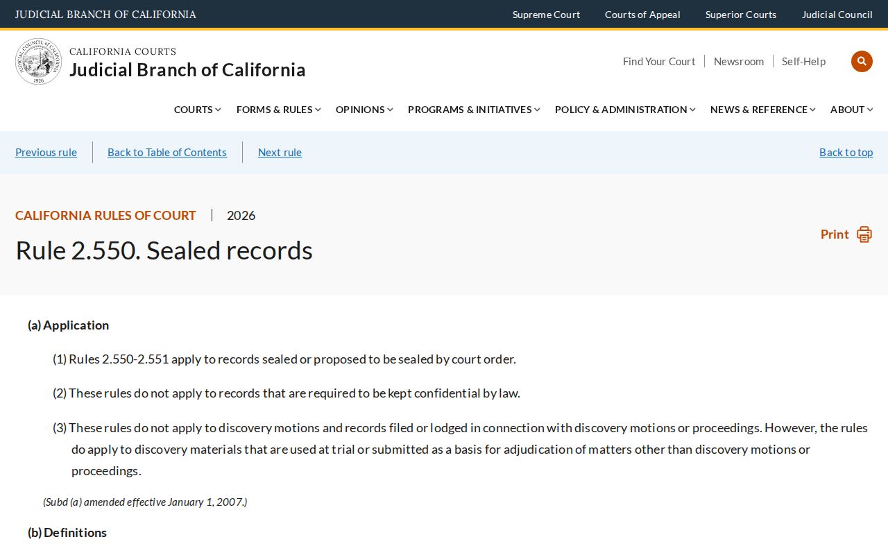 Sonoma County criminal court sealed record access rules