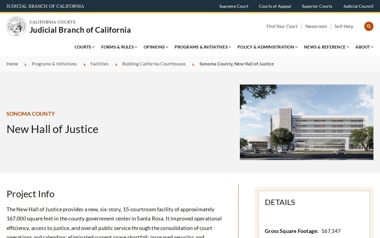Sonoma County criminal court records and new Hall of Justice project