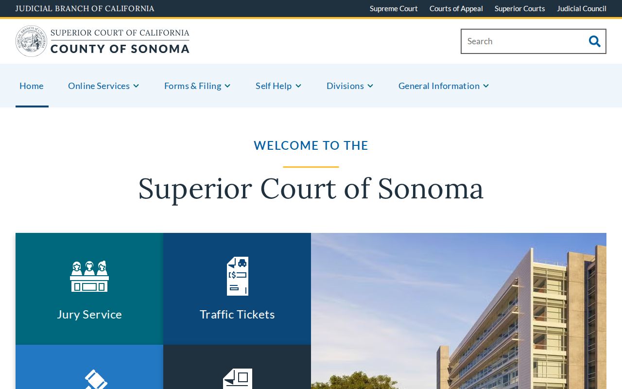 Sonoma County criminal court records and Superior Court locations