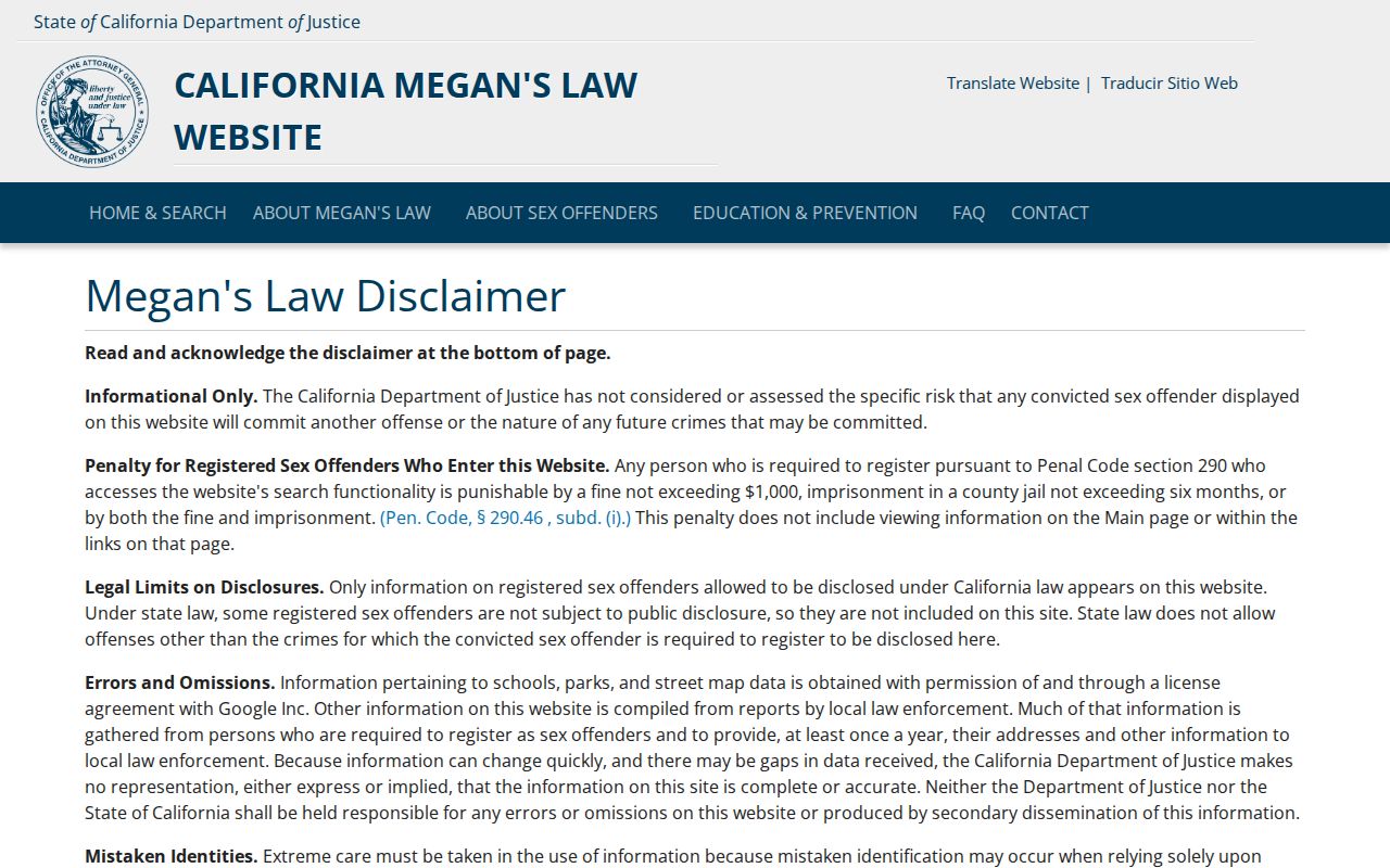 Sonoma County criminal history California Megan's Law registry search